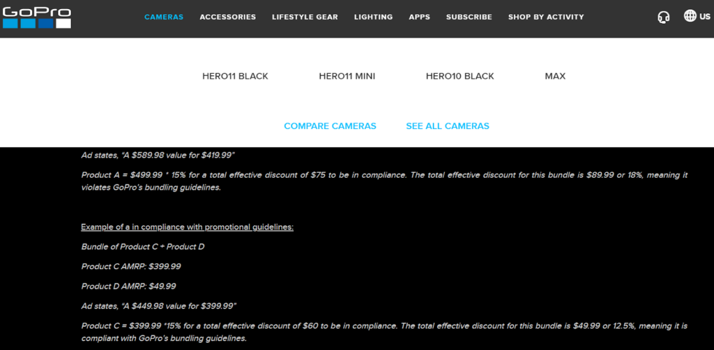 minimum advertised price violations policy- gopro