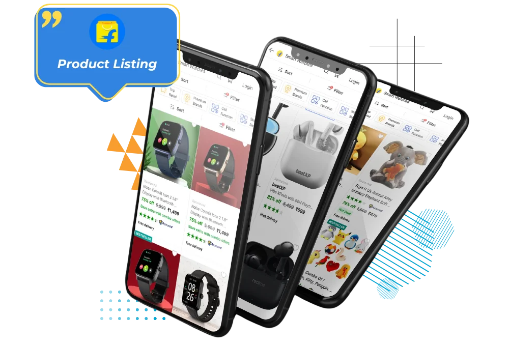 Product listings on Flipkart
