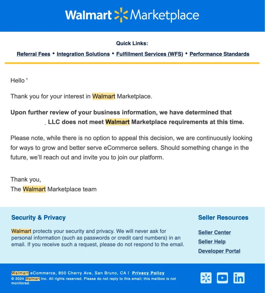 Walmart Marketplace seller application and onboarding process steps